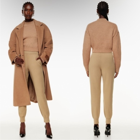 Babaton Pants - Aritzia Babaton Camel Brown High Waisted Knit Rodin Jogger Sweatpants  Pants